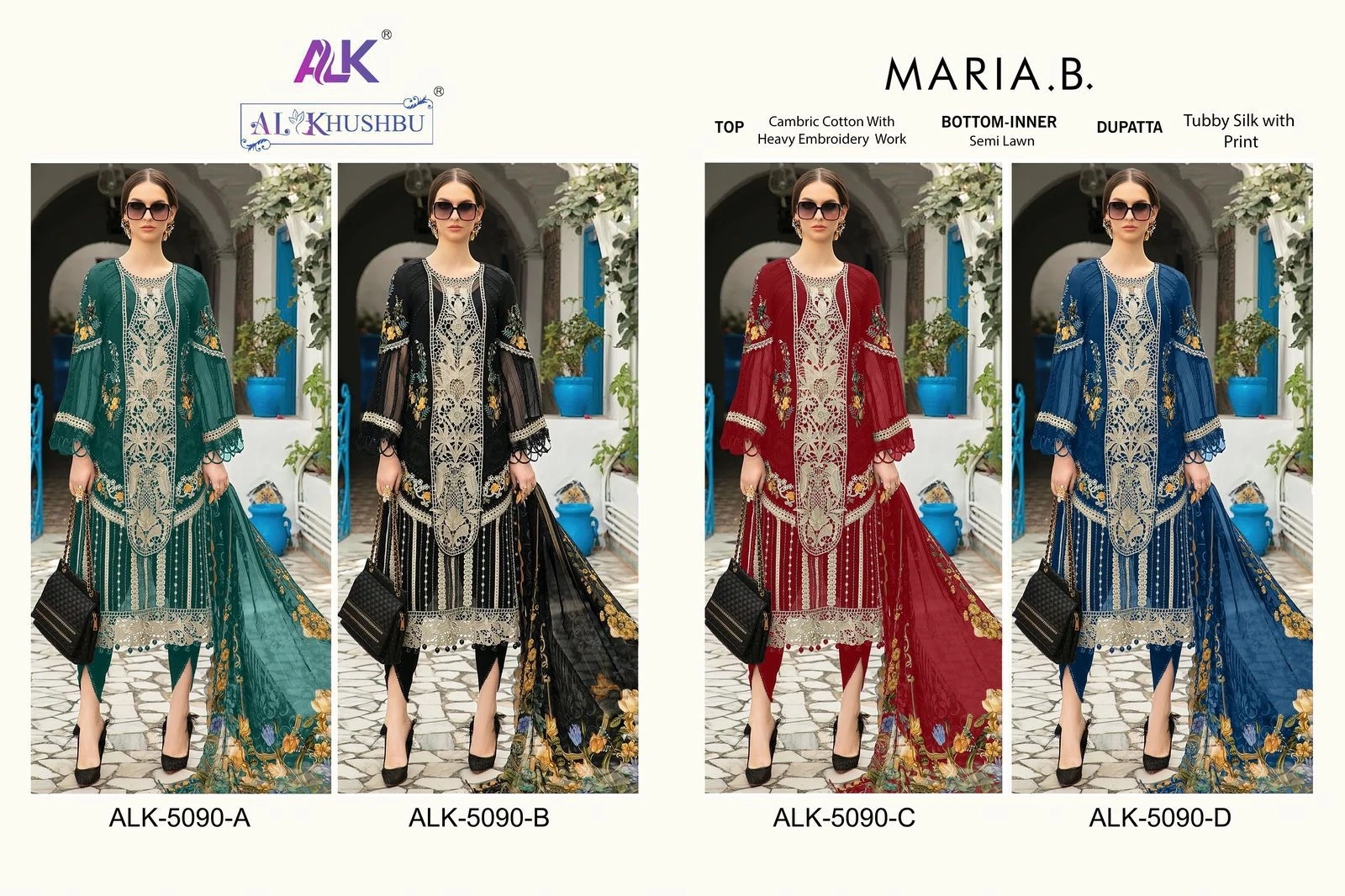 Al_Khushbu Maria B Pure Cambric Cotton Wholesale Pakistani Salwar Suit Catalog — Wholesale Salwar Suits, MPA wholesale from Surat — view 18